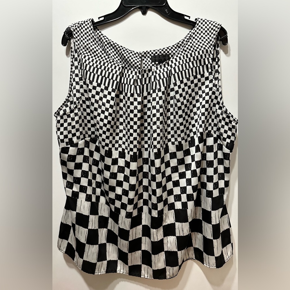 2X Worthington Checkered Tank Blouse